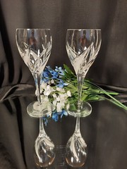 2 Poltar «Savannah» 9″ Crystal Swirling Flame Goblets Glasses for Wine/Water