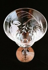 Royal Brierley Fuchsia Crystal Claret Wine Glasses Set of 2 Etched Floral