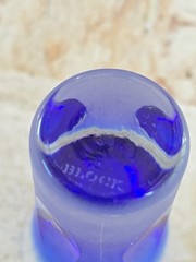 Set 4 BLOCK Liquor Crystal Vodka Glasses 3.75″ RAINY DAY Frosted Cobalt Blue