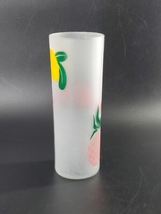 Set Of 2 Vintage Federal Glass Tall Frosted Fruit Tumblers Highball Glasses