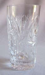 8 Oz Flat Tumbler Glass American Cut Crystal Eleanor Pattern Pinwheel & Fan 5″