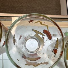 Vintage Set Of 4 Orange And Yellow Whale Ocean Seashell Tumbler Glasses