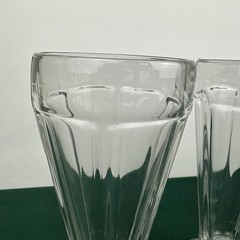 4 Libbey Milkshake Ice Cream Sundae Clear Glass Basketweave Base 7″ Vintage 60s