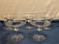 Vtg 5 Floral Etched Margarita Glasses/Shrimp Cocktail Dessert 6 Matching Plates