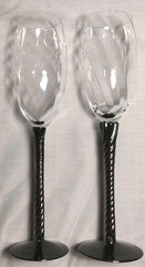 Vintage Luminarc Black Twist Stem Hand blown Champagne Flute Glasses 9″ Set Of 4