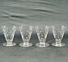 7 Etched Atomic Starburst Diamond Optic Cordial Sherry Shot Glasses – 3 1/8″ H