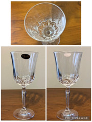 (6) 8 Ounce DePLOMB~DePLOMO USA 24% Lead Cut Crystal 8″ Pedestal GOBLETS – NEW