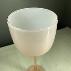 Vtg Carlo Moretti Pink & White Cased Wine Glass Tall 9” 60s MCM
