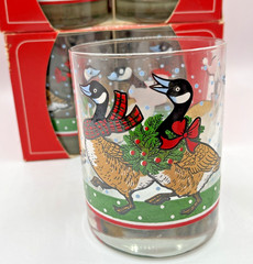 Vtg Libbey Christmas Canada Goose Crystal Tumblers Holiday Rocks Glass USA (12)