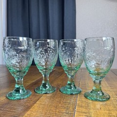 VTG Libbey Orchard Fruit Spanish Green Water Goblets Set Of 4 (2sets Available)