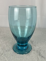 Vintage Libbey Aqua Teal Blue Footed Cocktail Iced Tea Glass Tumbler
