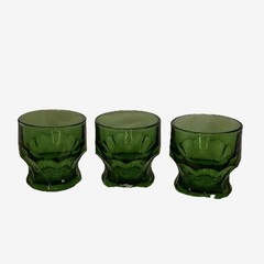 Vintage Mosser Glass Emerald Green Georgian Honeycomb 3 inch Tumblers – Set of 3