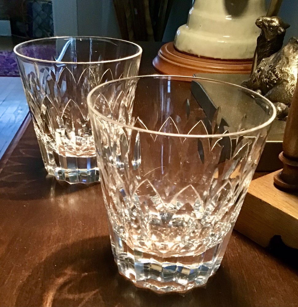 2 Stuart Crystal Abbey Cut whiskey tumbler Glasses 3.75”