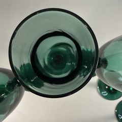 Set Of 6 Vintage 1980’s Libbey Juniper Green Champagne Wine Stemware Glasses