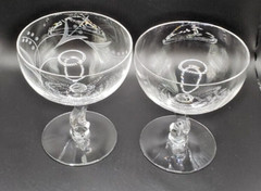 Fostoria Crystal Gray Cut Spring Pattern Champagne/Tall Sherbet glass – set of 2