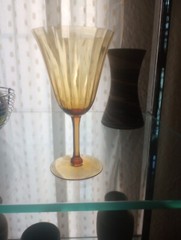 TIFFIN-FRANCISCAN Amber- Optic Water Goblet. Vintage. 6 3/8″