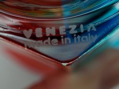 2 Multicolor Rainbow Signed Venezia Made in Italy Tumbler Glasses Hexagon Design