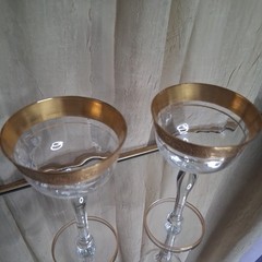 Tiffin Franciscan Minton Optic Paneled Gold Rimmed Champagne Sherbet Glasses