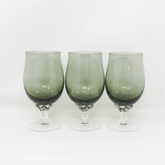 Set of 3 Sasaki Coronation Smokey Grey Cordial Glasses ~ 4-3/4″