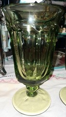 2 Vintage Imperial Glass Old Williamsburg Iced Tea Footed Glasses Verde Green