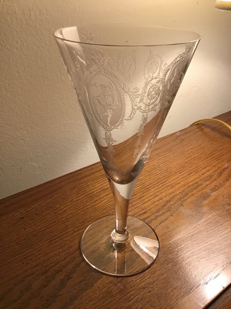 Crystal Water Goblet set of 11 Tiffin-Franciscan Etched SHAWL DANCER  (Classic)