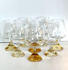 ROSENTHAL Clarion Amber Crystal Brandy Glasses/Snifters (8) Hand Blown MCM MINT