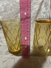 2 Vintage Anchor Hocking Fire King Amber Gemstone Kimberly DiamondGlass Tumbler