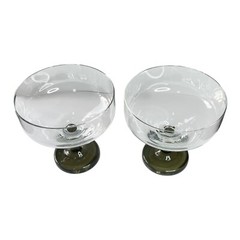 Pair Rosenthal Variation Smoke Champagne/Sherbert Stem Blown Glass Germany 1966