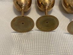 Vintage Gold Tone Metal Wine Goblets Set of 4 Stemmed Barware Glasses