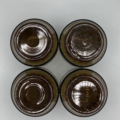 4 Whiskey Rocks Glasses Tawny Smoke Ironwork Scroll VTG Mcm Cocktail Lowball