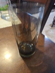 Vintage Smokey With Gold Painted Leo Zodiac Sign Drinking Glass