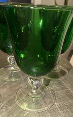 Set of 5 Vintage Cristal D’Arques Durand Of France Emerald Green Goblets