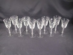 Rock Sharpe Halifax pattern 3900 stem 3005 Gray Cut Floral Water Group of 10