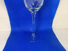 Vintage Clear Cut Crystal Wine Glass Romanian Floral