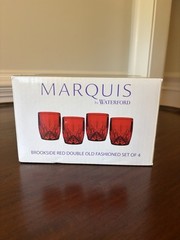 Marquis by Waterford Brookside Red Double Old Fashioned Glasses Set of 4 New