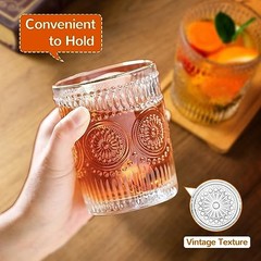 10Pcs Vintage Drinking Glasses – Romantic Highball Glasses & Rocks Glasses,