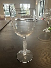 Diamond Diamant by LALIQUE Water Goblets Clear Frosted Feathered Stem 7.5″ New