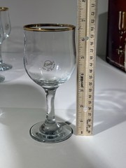 Vintage Circleware Pasabahce Gold Rimmed Wine Glasses Set of 4 NIB Never Used