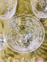 Vintage Fostoria Navarre Etched Crystal Champagne/Tall Sherbet Coupe Set Of 4