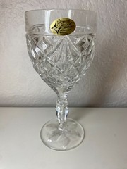 European Collection 24% Lead Crystal Wine Goblet Made Yugoslavia Action Ind 7″