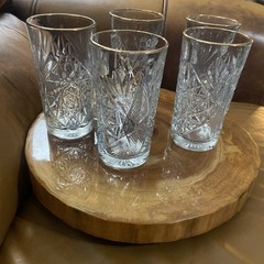 5 Vintage Libbey Hobstar Clear Elegant Cut Highball/ Water Drinking Glasses