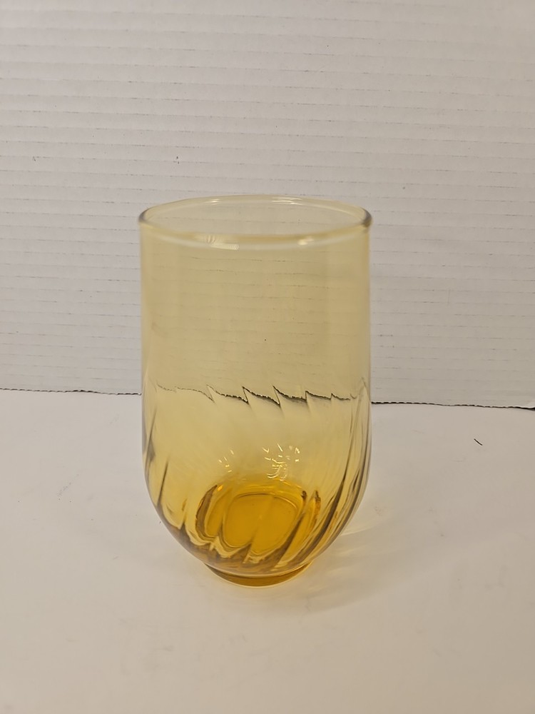 Anchor Hocking Regal Honey Gold Flat Tumbler Glasses Swirl Optic