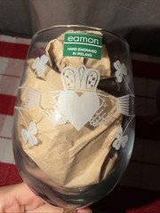 Set Of 6 Eamon Glass Etched Claddagh Shamrocks Wine Glasses Ireland New