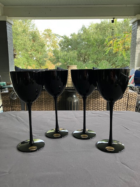 Palais Black by Noritake – Four Vintage Black All Purpose Goblets