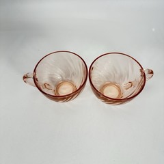 Vintage Arcoroc Pink Rosaline Swirl Pattern Teacups France Set of 2