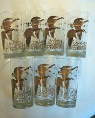 Vintage Canada Goose Tumbler Drinking Glasses Hunting Birds Cabin Decor LOT of 7