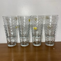 Libby Glasses Tumblers Awa Optic Coin Bubble Dimples Thumbprint 16oz Set Of 8