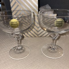 CRISTAL D’Arques France 24% Lead Champagne Coup Set of 2 “PARIS ROYAL” NEW !!!!