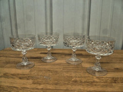 Set Of 4 Crystal Stem Sherbet Dessert Glasses 4 1/2 inches tall