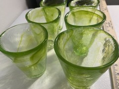 Kosta Boda Mine Set of 6 Lime Green Swirl Tumblers UHV Ulrica Hydman Vallien